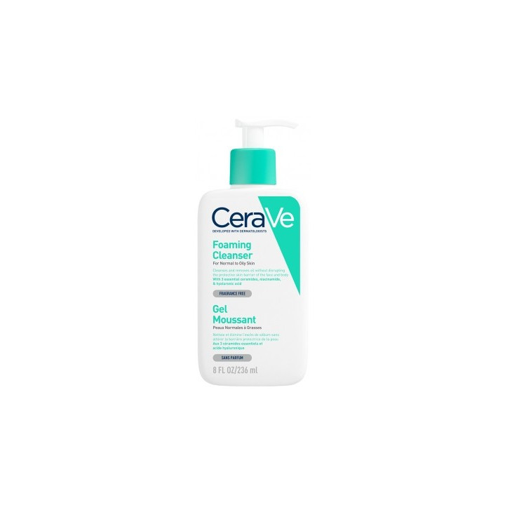 CeraVe Gel Moussant - Nettoyant Visage pour Peaux Normales à Grasses