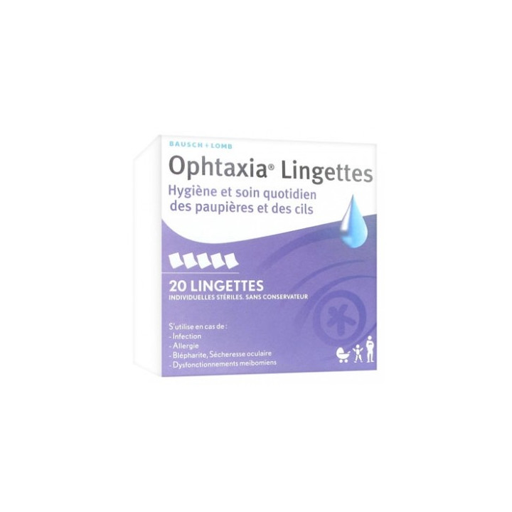 Lingettes Ophtaxia de Bausch + Lomb pour l'hygiène oculaire