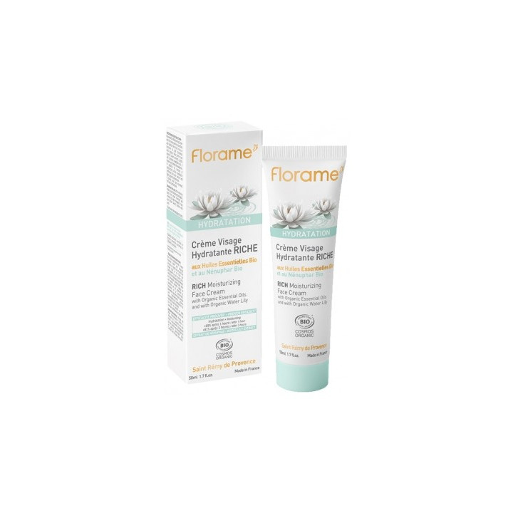 Crème visage hydratante riche bio Florame 50ml