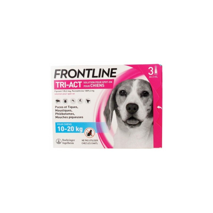 Frontline TRI-ACT 10-20 kg - Protection antiparasitaire pour chiens