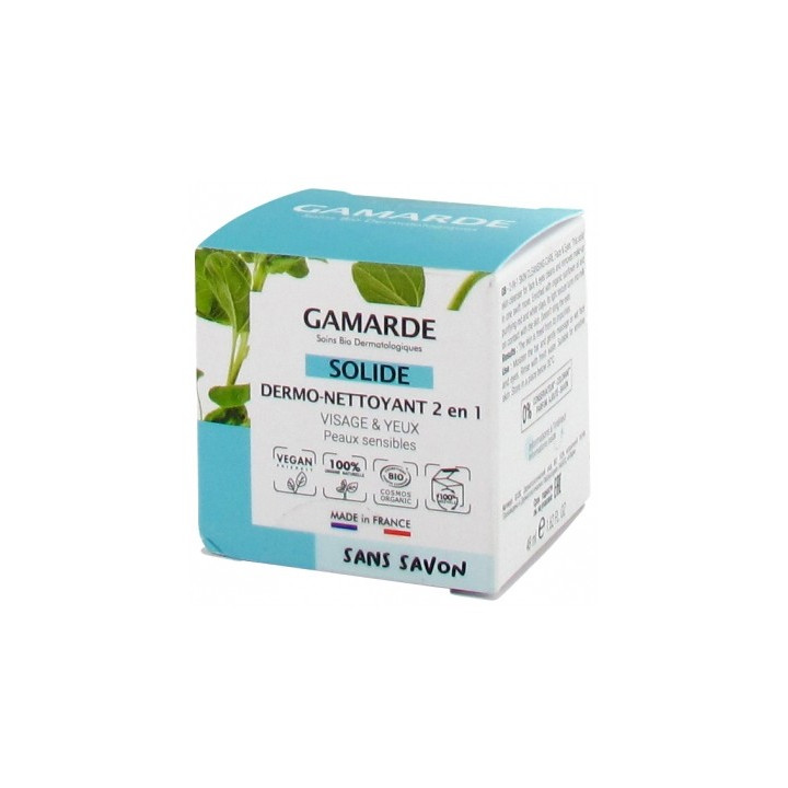 Gamarde Dermo-Nettoyant 2en1 Solide Bio - Nettoyant visage et yeux