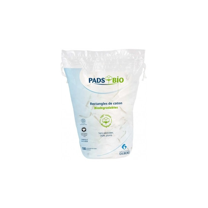Coton Pads Bio Gilbert - 180 rectangles de coton biologique