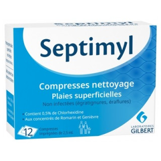 Compresses Septimyl pour nettoyer et désinfecter les plaies