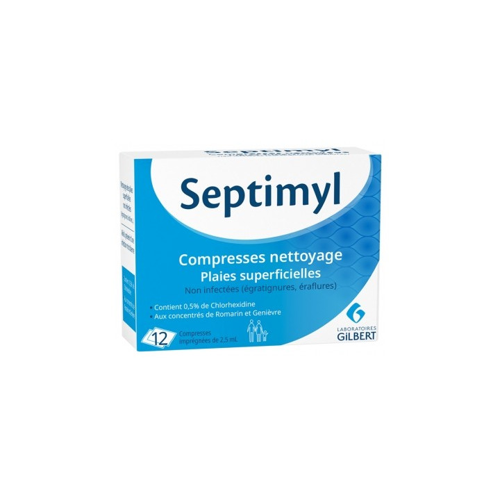 Compresses Septimyl pour nettoyer et désinfecter les plaies