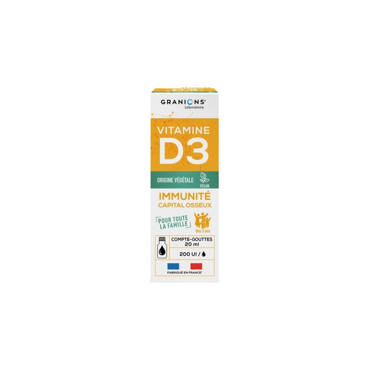 Vitamine D3 200 UI - Complément alimentaire pour système immunitaire