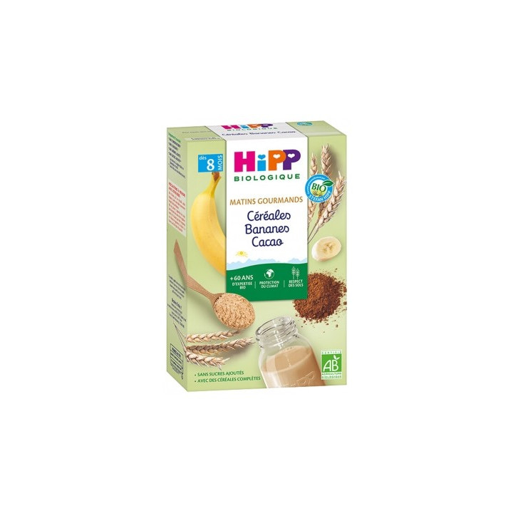 Céréales HiPP Bananes Cacao bio pour bébés