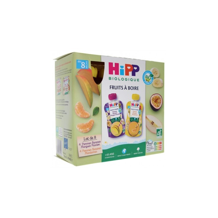 HiPP Fruits à Boire Bio 8 gourdes de 90 ml
