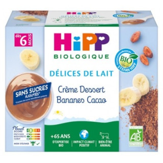 Dessert bio pour bébé - HiPP Délices de Lait Bananes Cacao