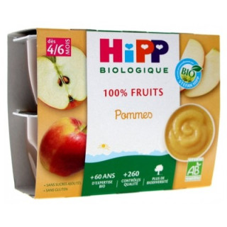Purée de pommes bio pour bébé HiPP 100% Fruits Pommes
