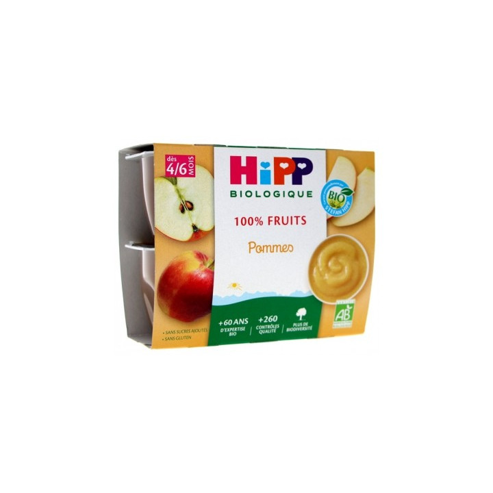 Purée de pommes bio pour bébé HiPP 100% Fruits Pommes