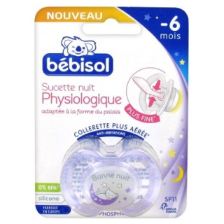 Sucette Bébisol Nuit Physiologique Silicone -6 Mois