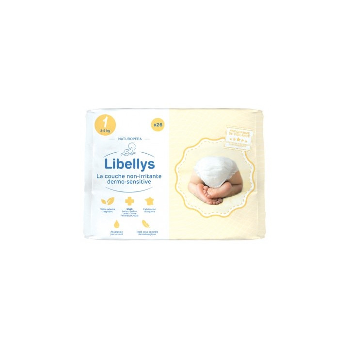 Couches Libellys Dermo-Sensitive Taille 1 - Confort et protection pour bébés