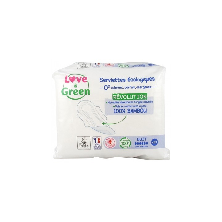 Serviettes hygiéniques Love & Green Nuit