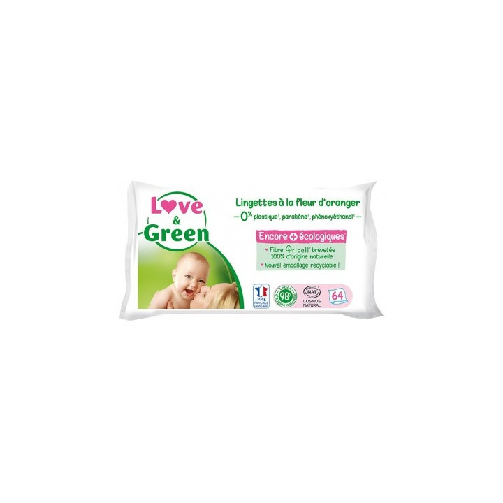 Lingettes Love & Green à la Fleur d'Oranger