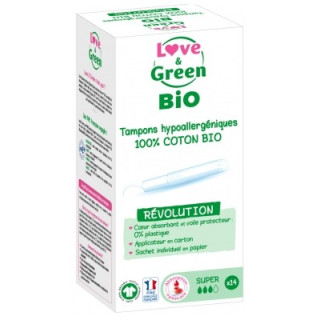 Tampons Love & Green Super - 100% coton bio