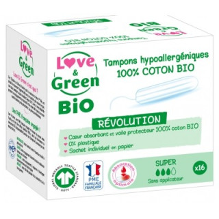 Tampons Love & Green 100% coton bio