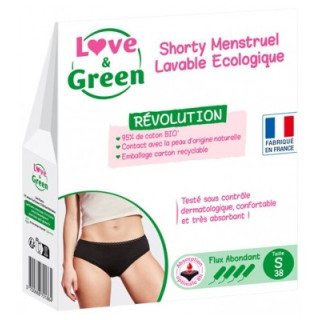 Shorty Menstruel Lavable Noir Flux Abondant - Love & Green