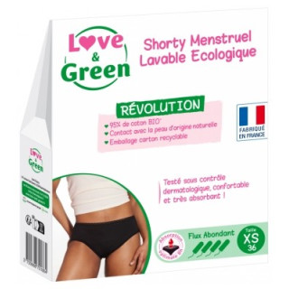 Shorty menstruel lavable Love & Green - Taille XS