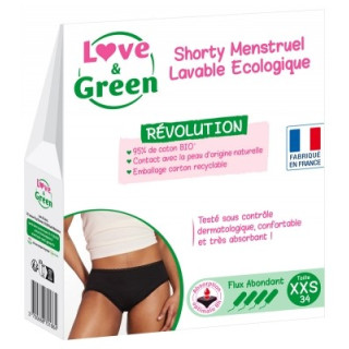 Shorty Menstruel Lavable Noir - Love & Green