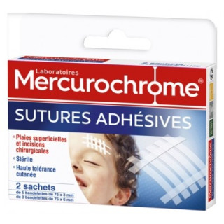 Sutures adhésives Mercurochrome pour cicatrisation