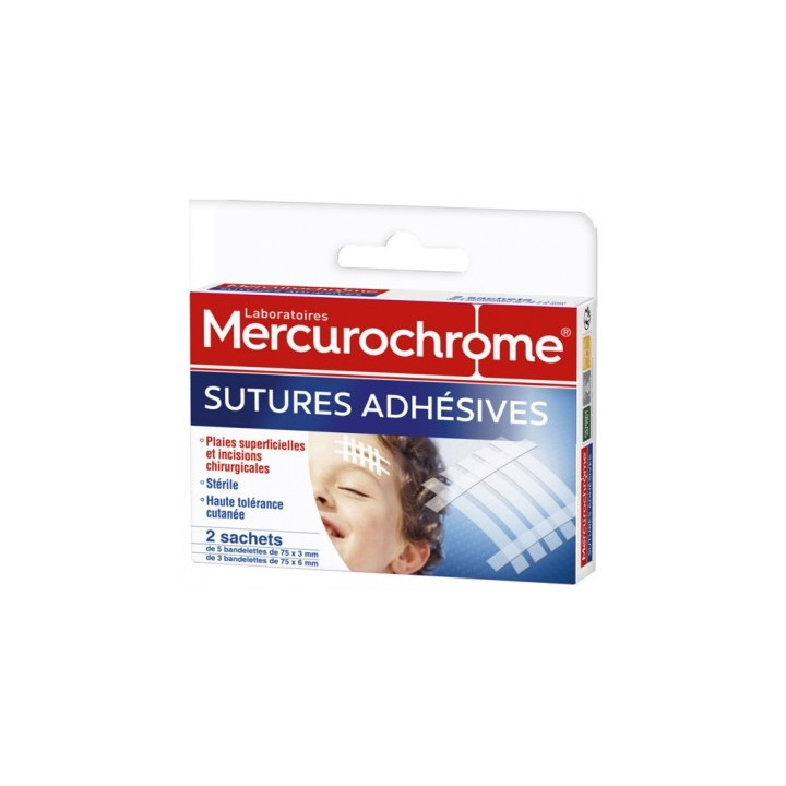 Sutures adhésives Mercurochrome pour cicatrisation