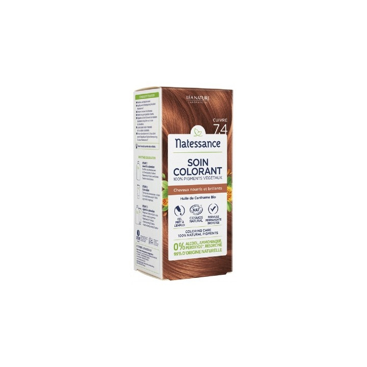 Soin Colorant Cuivré 7.4 Natessance - Coloration naturelle