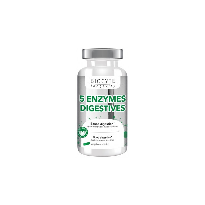 Biocyte Longevity 5 Enzymes - Complément alimentaire pour digestion