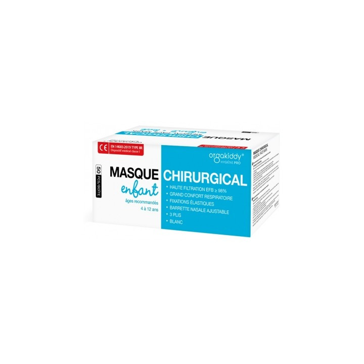 Masque Chirurgical Enfant Orgakiddy - 50 Masques