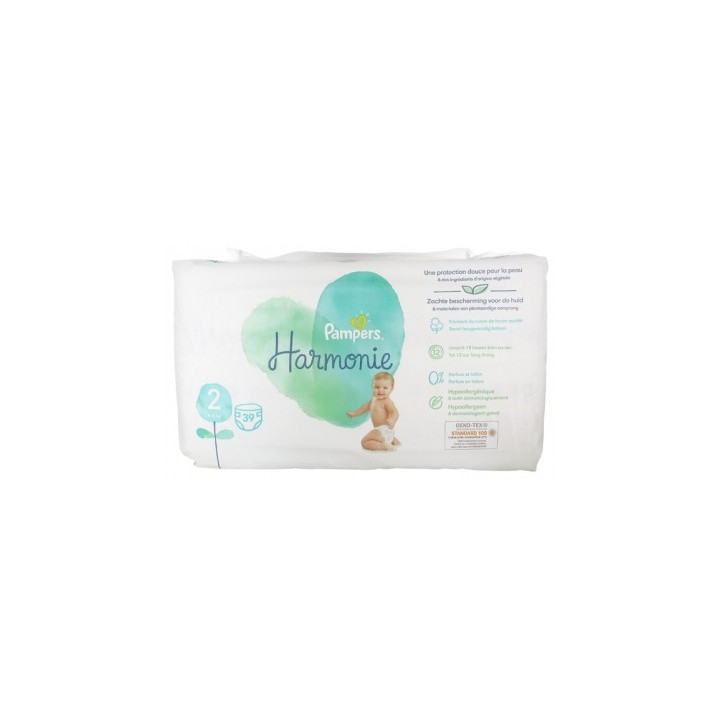 Couches Pampers Harmonie 39 Taille 2 (4-8 kg) - Confort et protection