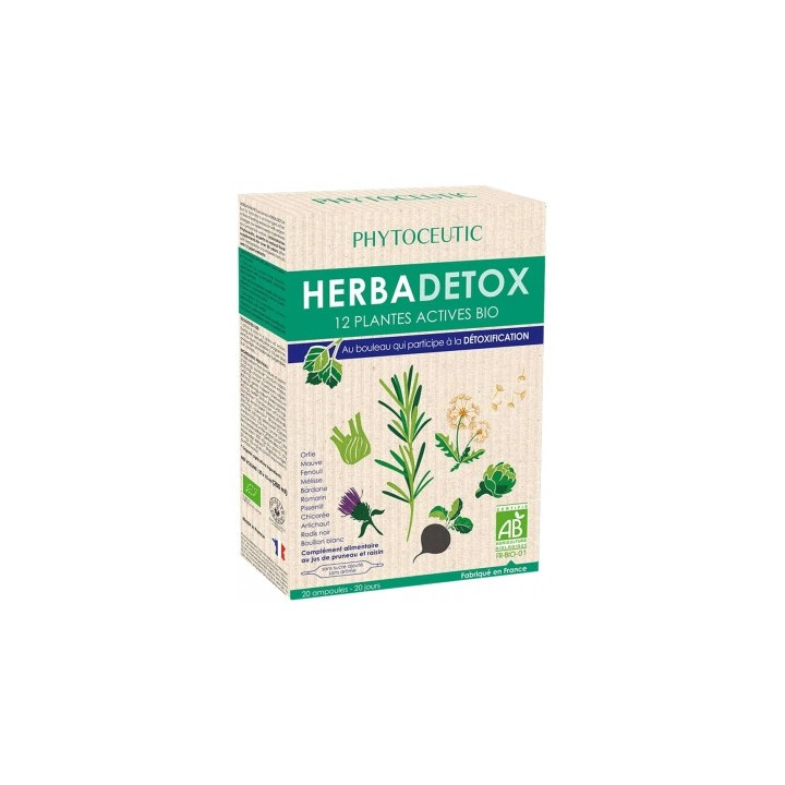 Herbadetox 12 Plantes Actives Bio - Cure détoxifiante naturelle