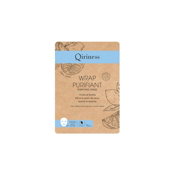 Masque tissu Qiriness Wrap Purifiant - Peau purifiée et matifiée