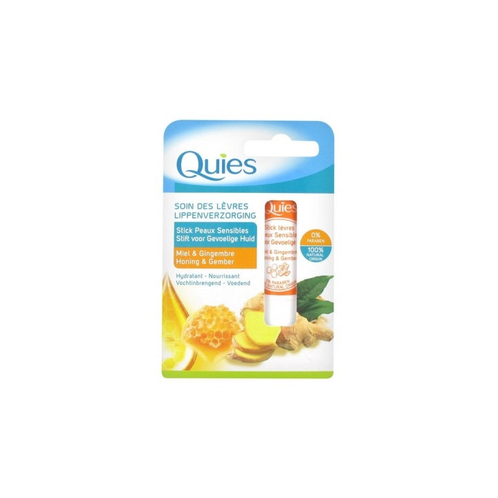 Stick lèvres Quies Miel & Gingembre pour peaux sensibles