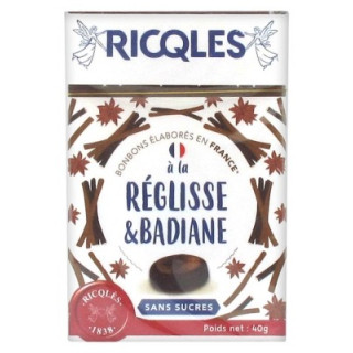 Bonbons Ricqlès sans sucres Réglisse et Badiane