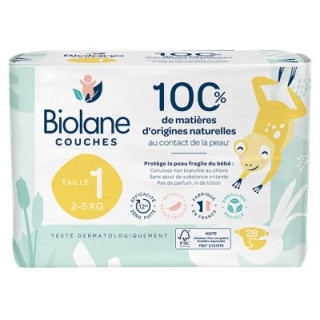 Couches Biolane Naturelles Taille 1 - Confort et protection pour bébé