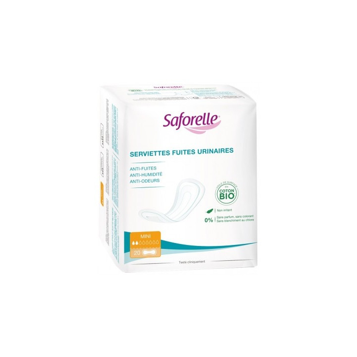 Serviettes Saforelle 20 Mini pour fuites urinaires