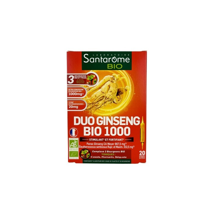 Santarome Bio Duo Ginseng Bio 1000 - Complément Alimentaire Biologique