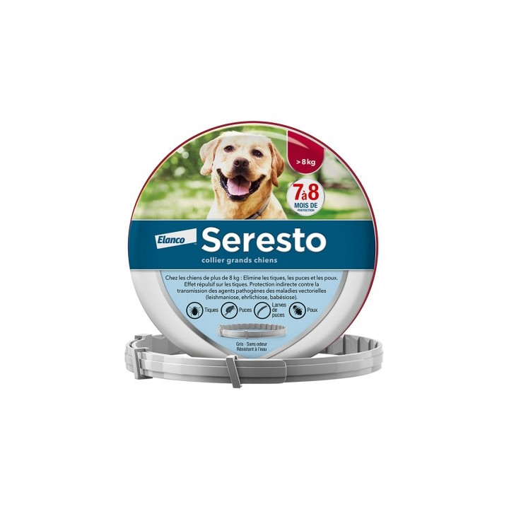Collier antiparasitaire Seresto pour grands chiens