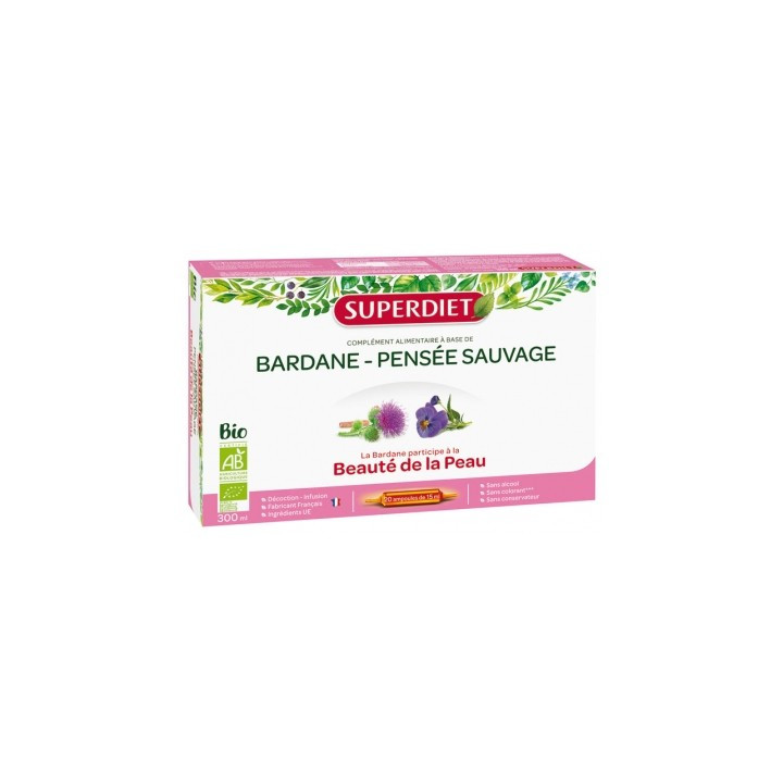 Superdiet Bardane Pensée Sauvage Bio - Complément alimentaire bio pour la peau