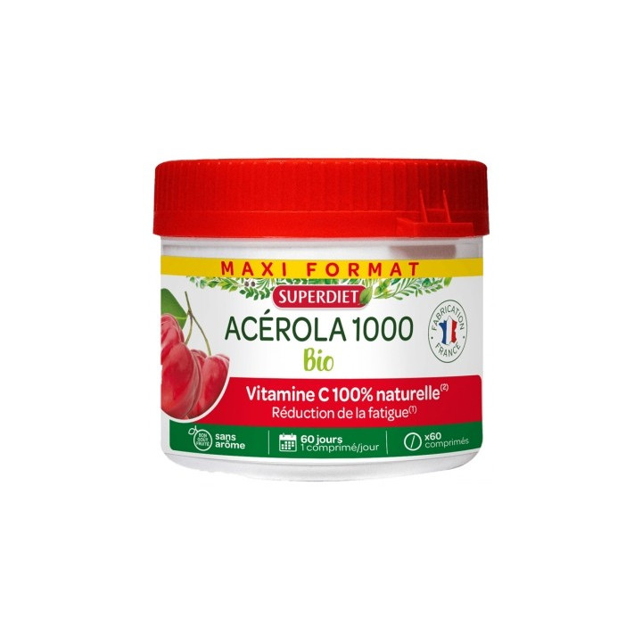 Superdiet Acérola 1000 Bio - Complément alimentaire naturel