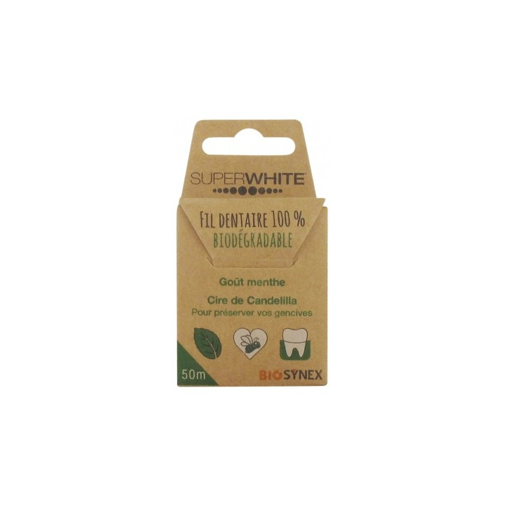 Fil dentaire biodégradable Superwhite 50 m