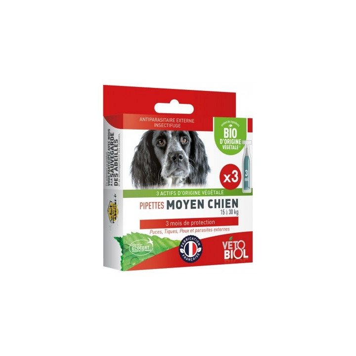 Pipettes Vétobiol Bio pour chien 15-30 kg