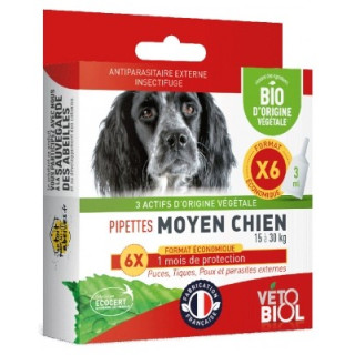 Pipettes Vétobiol Bio pour chien 15-30 kg
