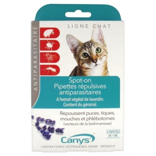 Pipettes répulsives antiparasitaires chat Canys Spot-On