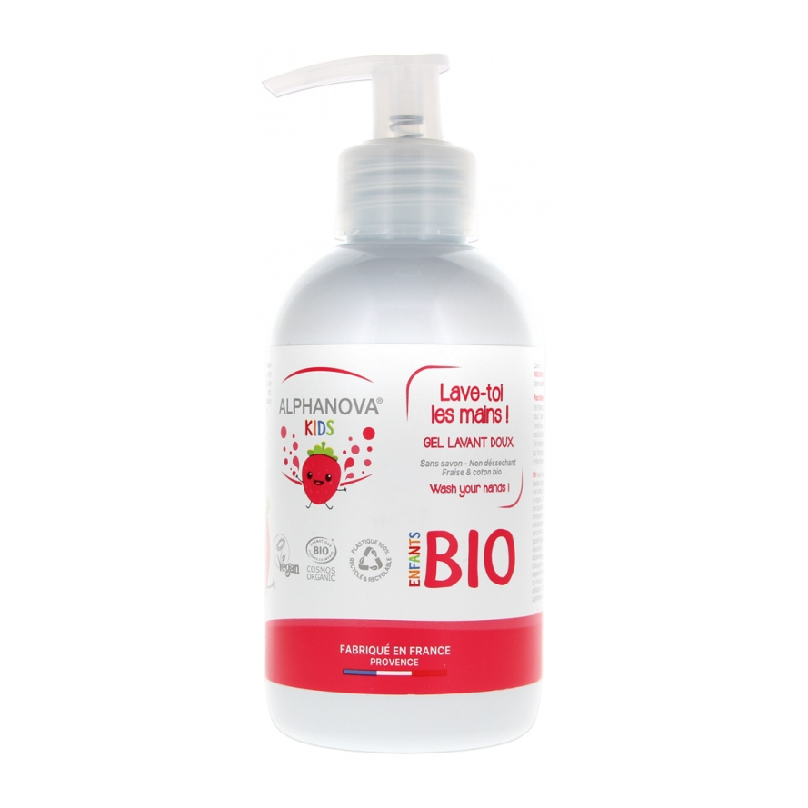 Gel Lavant Kids Lave-Toi Les Mains ! Doux Fraise Coton Bio 250 ml Alphanova