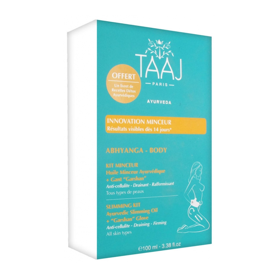 Abhyanga Kit Minceur Huile Minceur Ayurvédique 100 ml + Gant Garshan Taaj
