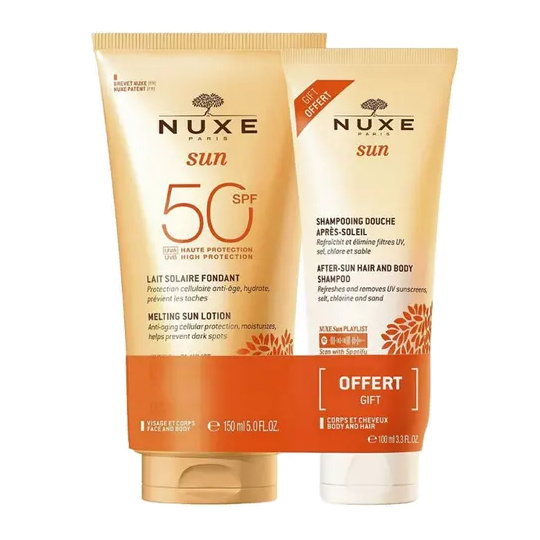 Lait Solaire Fondant SPF50 150ml + Shampooing Douche 100ml Offert Nuxe