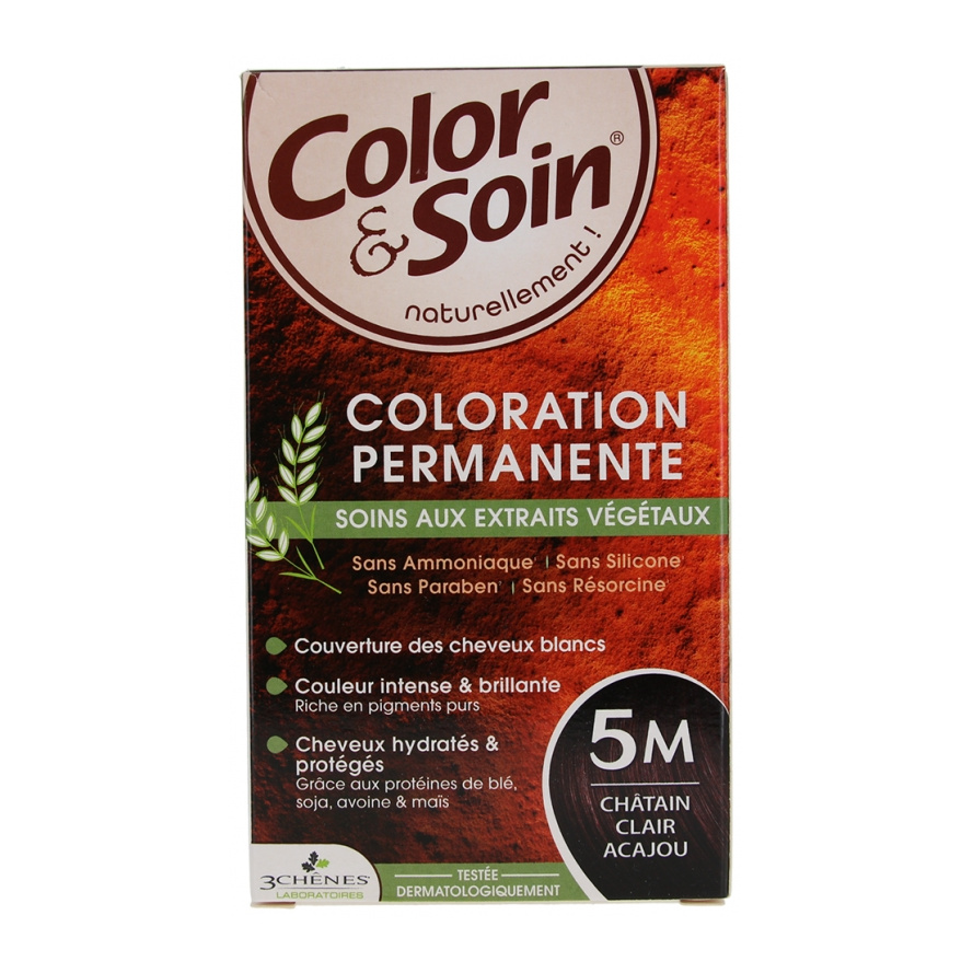 Coloration châtain clair acajou 5M Color & Soin Les 3 Chênes