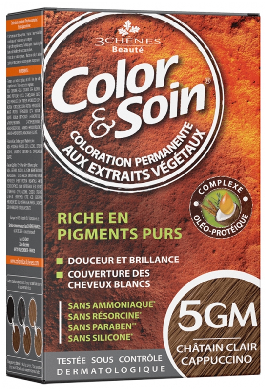 Coloration châtain clair cappuccino 5GM Color & Soin Les 3 Chênes