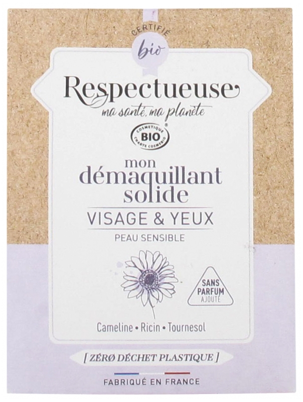 Mon Démaquillant Solide Visage et Yeux Bio 25g Respectueuse