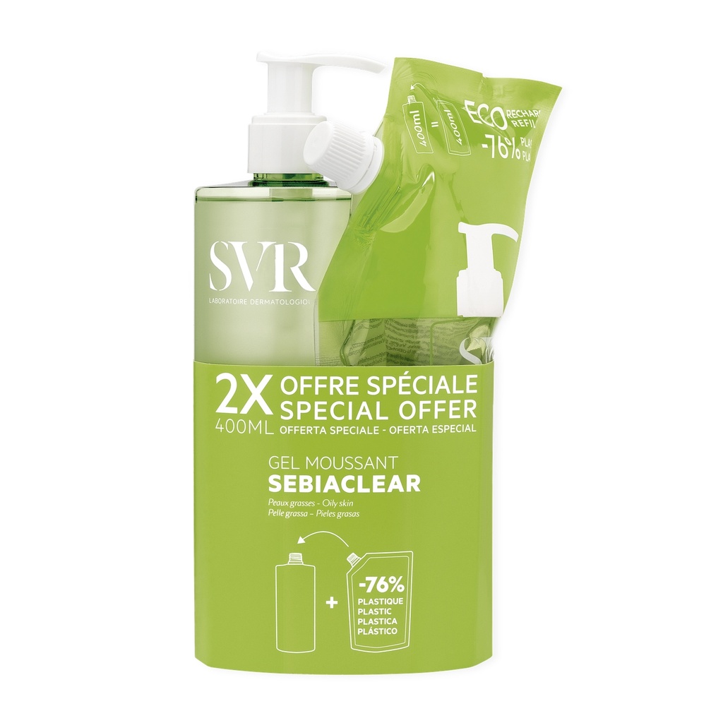 Sebiaclear Gel Moussant 400ml + Recharge 400ml SVR